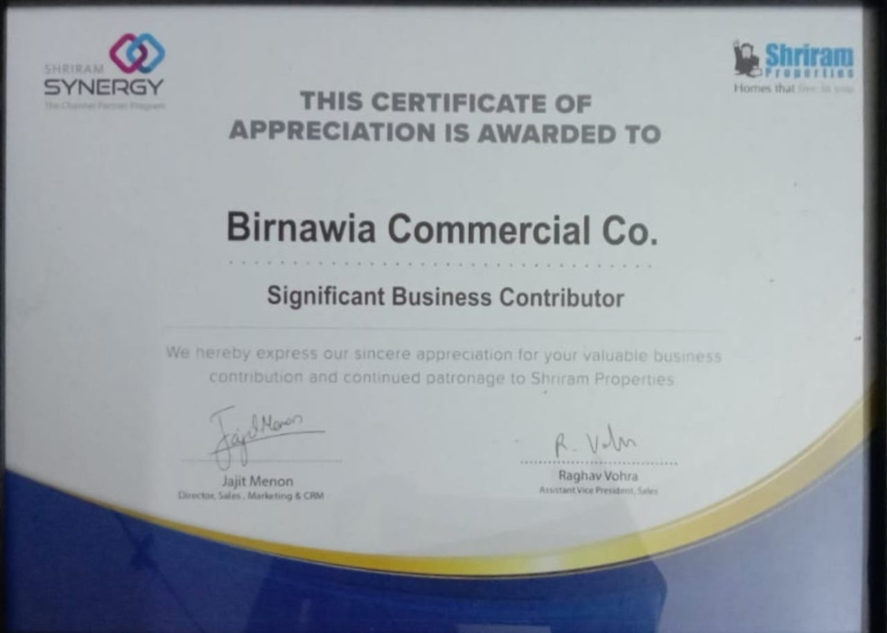 certificate-from-shriram-properties